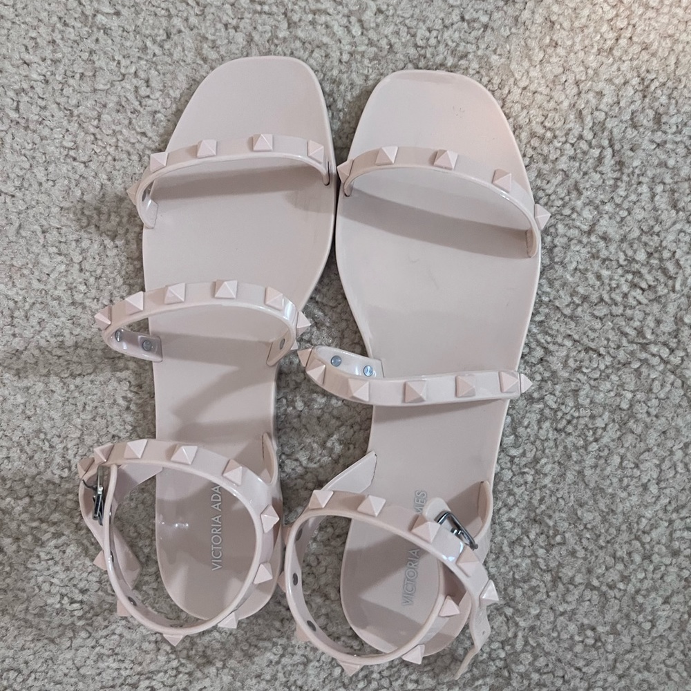 Blush pink studded sandals